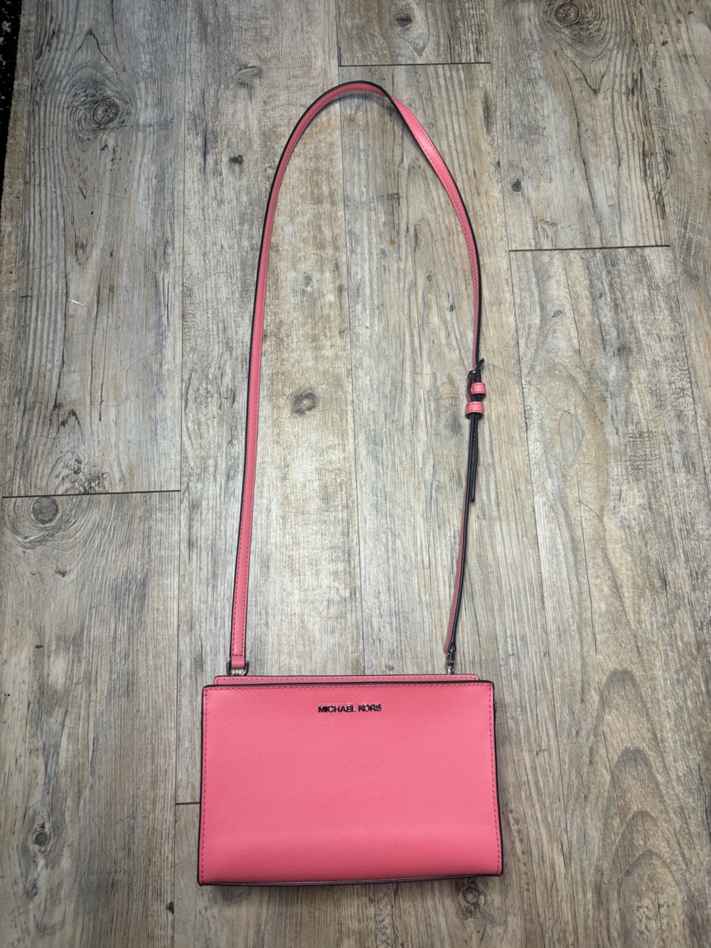 Michael Kors Coral Pink Crossbody Card Holder Wallet
